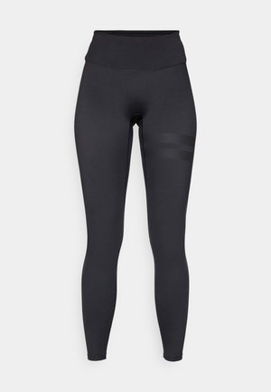 Sorte funksjonsleggings med høy midje, med en glatt tekstur og subtile striper på låret for ekstra detaljer.