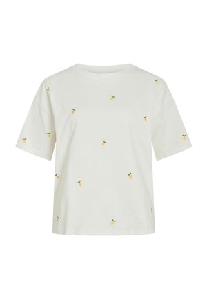 VILA, SHORT-SLEEVED T-SHIRT VIMONIE ROUND NECK - T-shirt imprimé - snow white