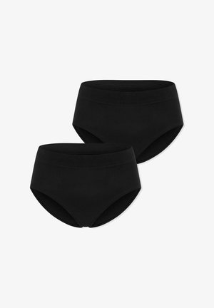 Caleçons hipster en coton noir, avec une ceinture lisse et une texture douce, présentés dans un lot de deux. Pas de motifs ou d'accents visibles.