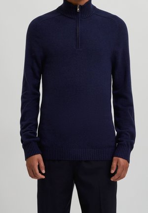 Strickpullover - mottled dark blue