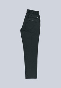 Black elastic waist pants with a single back pocket, straight leg design, and soft texture. Simple and functional without additional features.