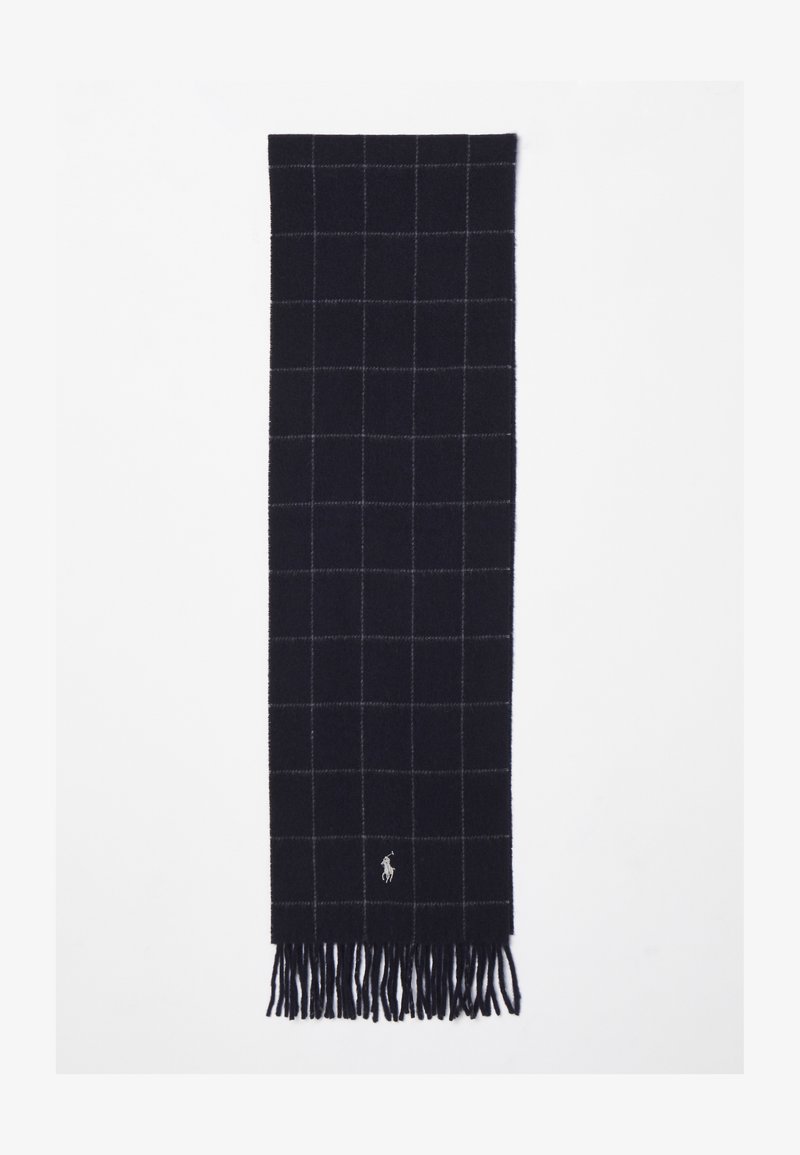 Polo Ralph Lauren WINDOWPANE PLAID WOOL BLEND SCARF UNISEX - Sjal - hunter navy