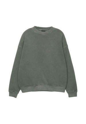 Groene crewneck sweatshirt gemaakt van zachte stof. Oversized pasvorm met ribgebreide manchetten en onderrand, met een gladde textuur en zonder patronen.