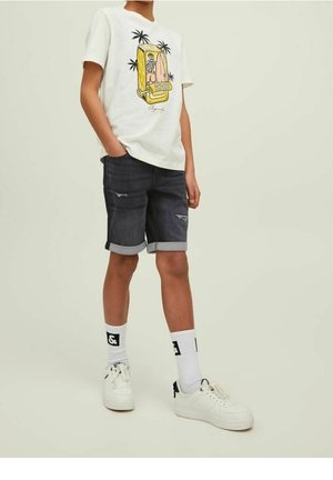 Jack & Jones Junior RICK ICON - Džínové kraťasy - black denim