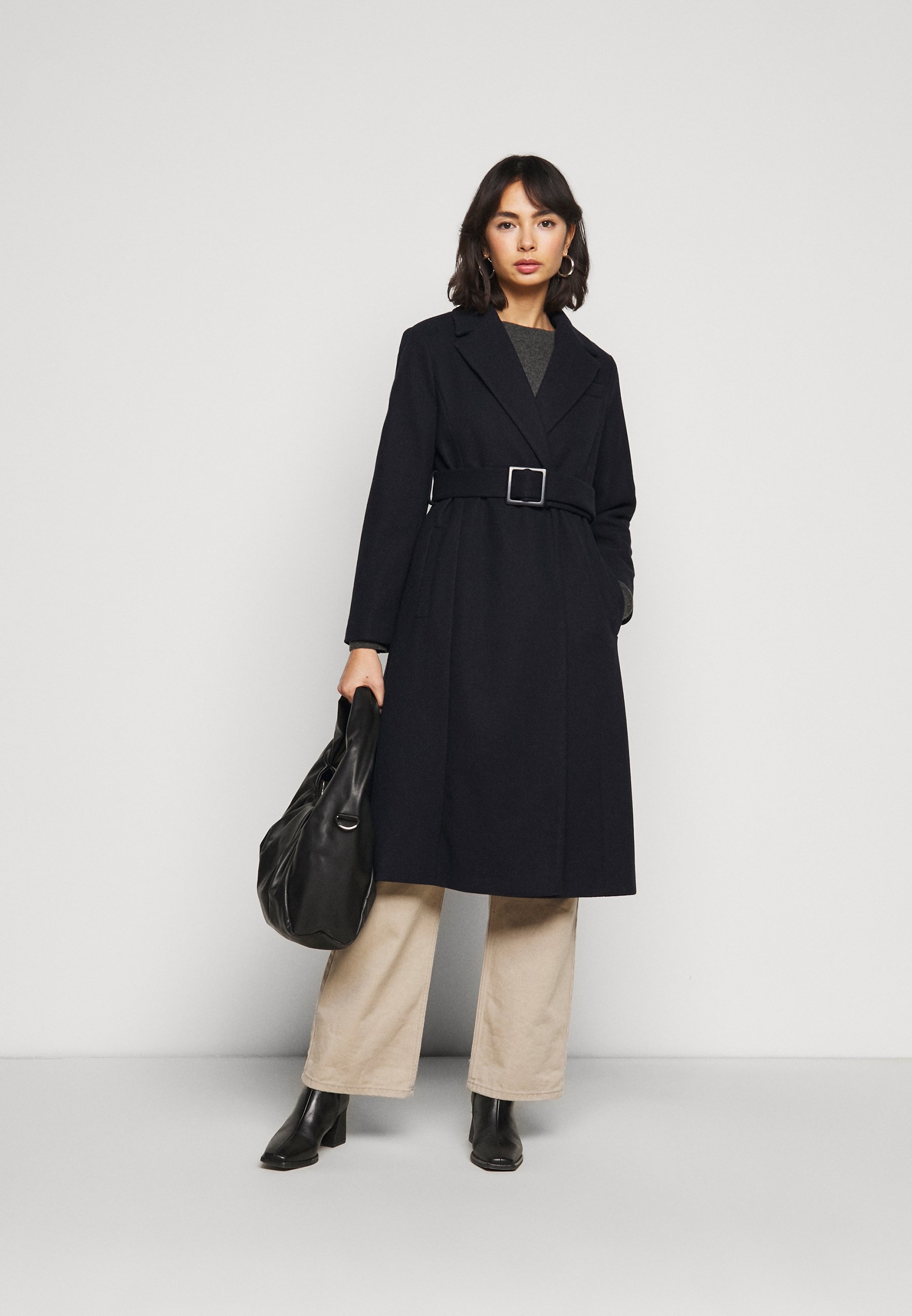 petite belted wrap coat