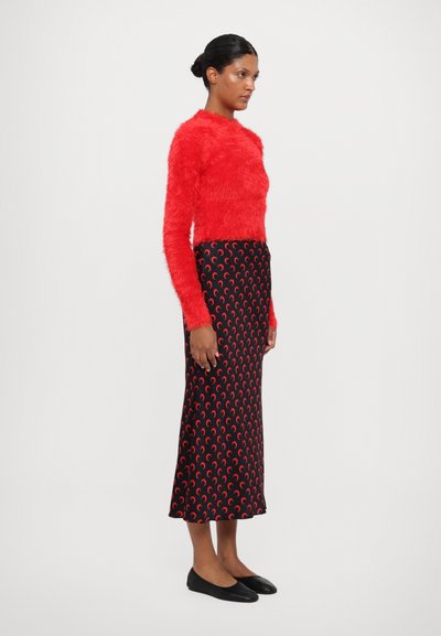 MARINE SERRE MOON PRINTED FLOU SKIRT - Fustă tip creion - black/red