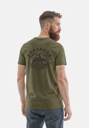 FORSBERG ÄNGARSON - Print T-shirt - olive-melange schwarz