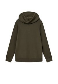 Tumedat rohelised kapuutsiga sviitrid, millel on sile tekstuur, pikad varrukad ja raglankujundus. Omab suurt kapuutsi taga ja mugavat lõiget.