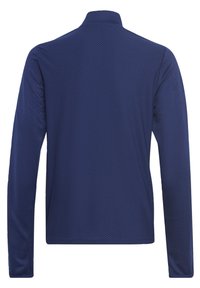 Giacca a maniche lunghe e colletto alto di colore blu navy, caratterizzata da un motivo testurizzato, realizzata in tessuto leggero e traspirante per l'abbigliamento attivo.
