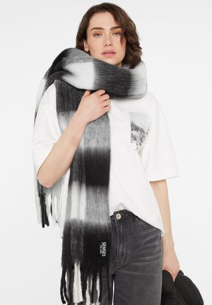 SENSES.THE LABEL, SENSES.THE LABEL KARIERTER SCHAL MIT FRANSEN - Scarf - ivory anthra