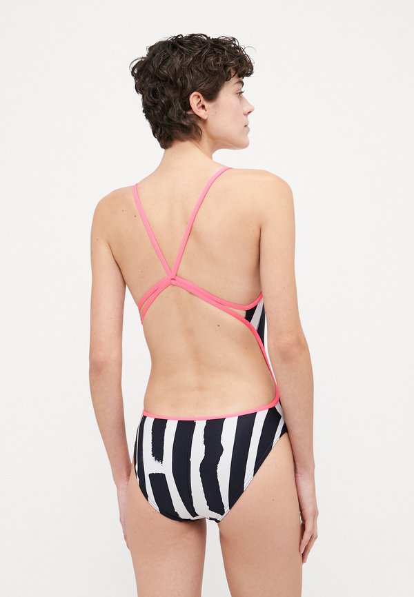 WOMENS PAINTERS STRIPE SWIMSUIT LACE BACK - Swimsuit2