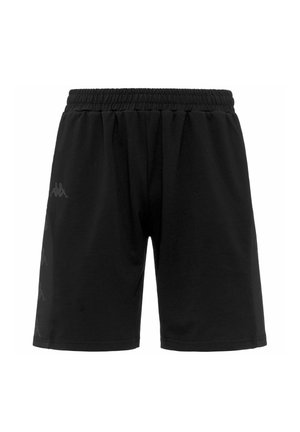 Pantaloncini sportivi neri con elastico in vita e sottile banda riflettente con logo sul lato sinistro.