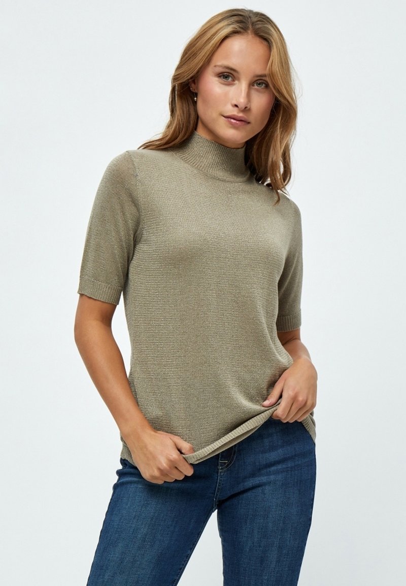 Henley Neck Knit T-shirt  Color: Black