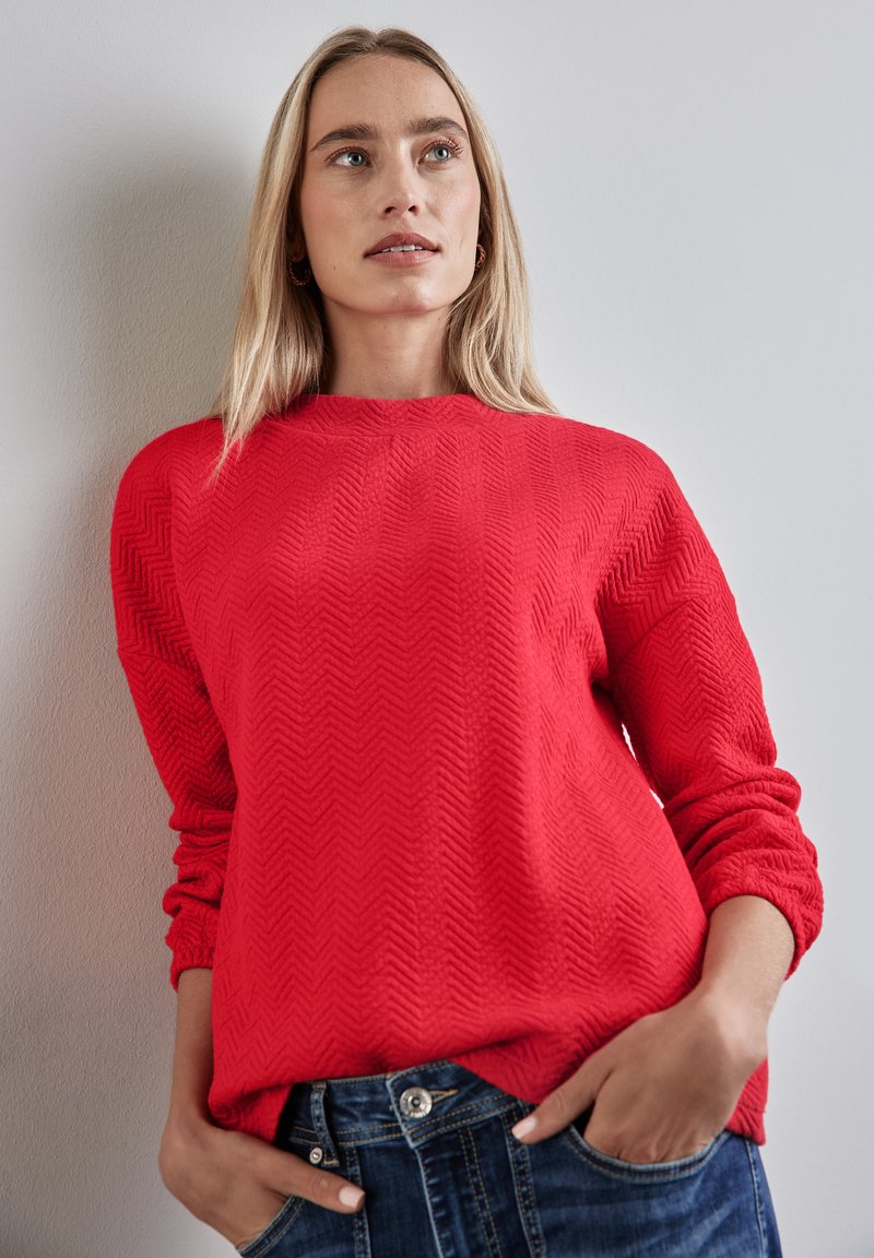 Street One STRUKTUR MIT TURTLENECK - Langarmshirt - rot