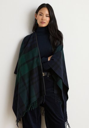 Lauren Ralph Lauren, PLAID FRINGE-TRIM RUANA - Пелерина - navy/green