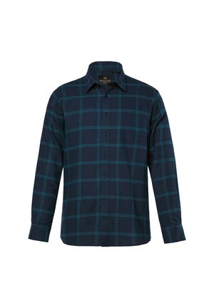 Námořnická košile s dlouhým rukávem v kostkovaném vzoru v tónech modré a tyrkysové. Má špičatý límec, zapínání na knoflíky a jednu kapsu na hrudi. Měkká struktura tkaniny.
