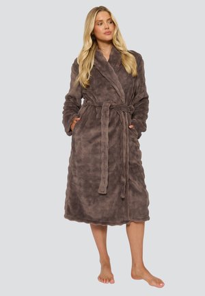 MIDI BUBBLE CUT SHAWL COLLAR - Bademantel - mocha