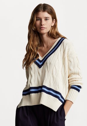 THE ICONIC CRICKET JUMPER - Neule - cream white/navy