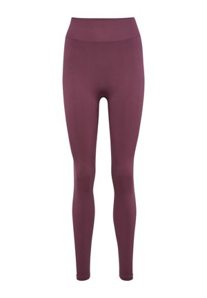 Højtaljede, hel-langde sømløse leggings i ensfarvet dyb mauve med en glat taljebånd og en tætsiddende silhuet.
