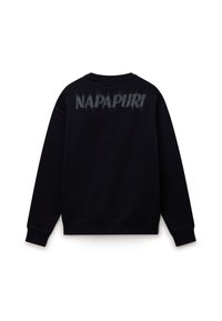 Czarna bluza z długim rękawem z prążkowanymi mankietami i dołem, z rozmytym szarym napisem „NAPAPIJRI” na górnej części pleców.
