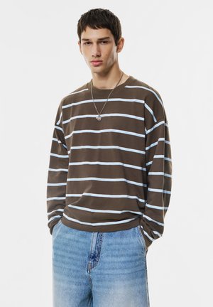 STRIPED - Top s dlhým rukávom - brown