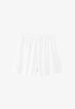 Belo elastično kratke hlače z ohlapnim krojem, ravnim rezom in brez vidnih vzorcev ali logotipov.