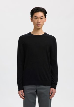 Selected, crewneck 100% Merino Wool - Trui - black