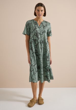 Cecil MIDIKLEID MIT SPLIT NECK UND PRINT - Robe de jour - khaki