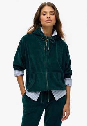 Superdry Zip-up sweatshirt - dark pine green
