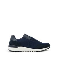 Zapatillas navy con parte superior de malla transpirable, acentos texturizados y una suela de goma blanca con patrones de tracción. Diseño clásico de cordones.