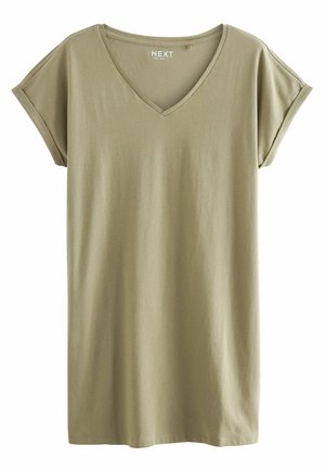 V-NECK CAPPED SLEEVE  - Jerseyklänning - olive green