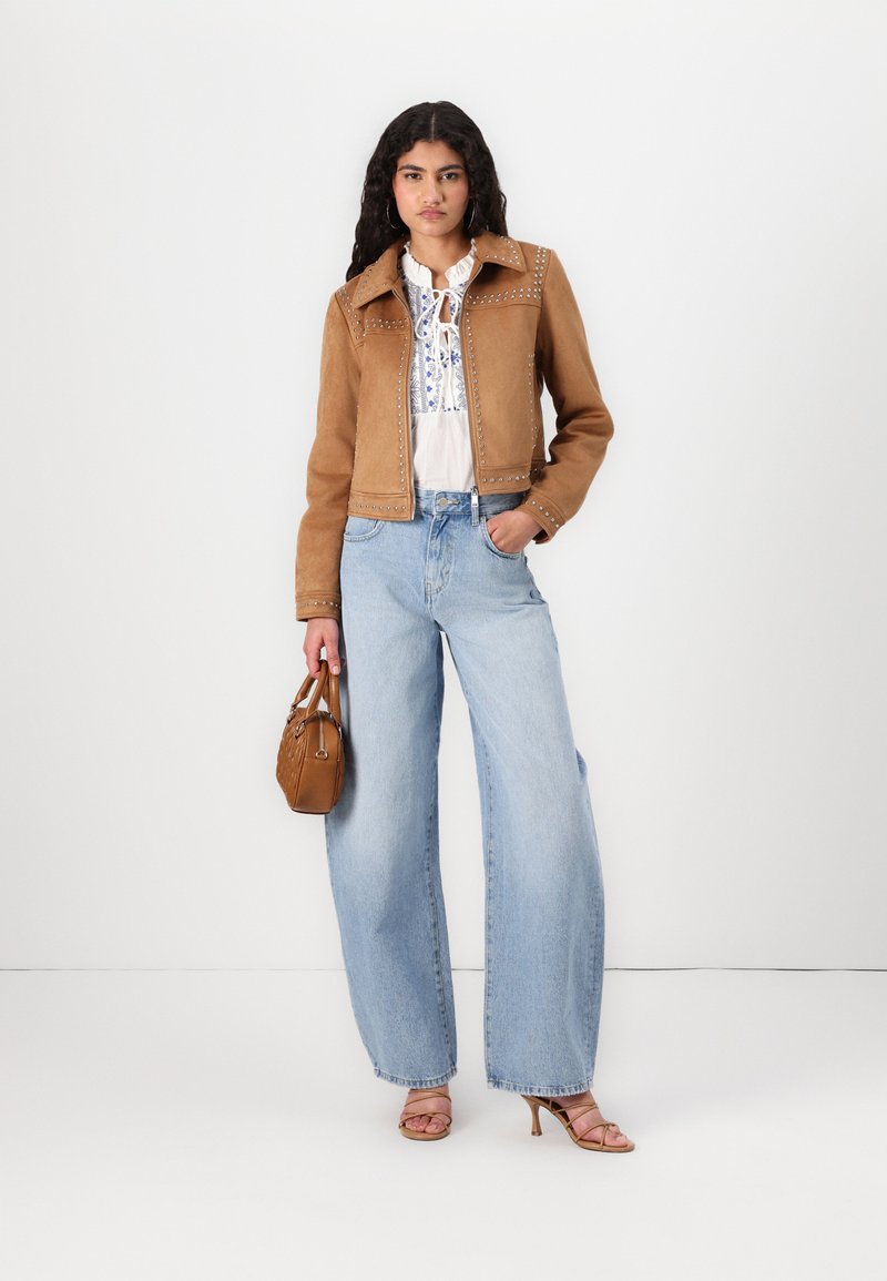Veste En Faux Daim Synthétique ONLY Pour Femme - Col Fly-away, Manches Longues, Fermeture éclair - Style Décontracté élégant