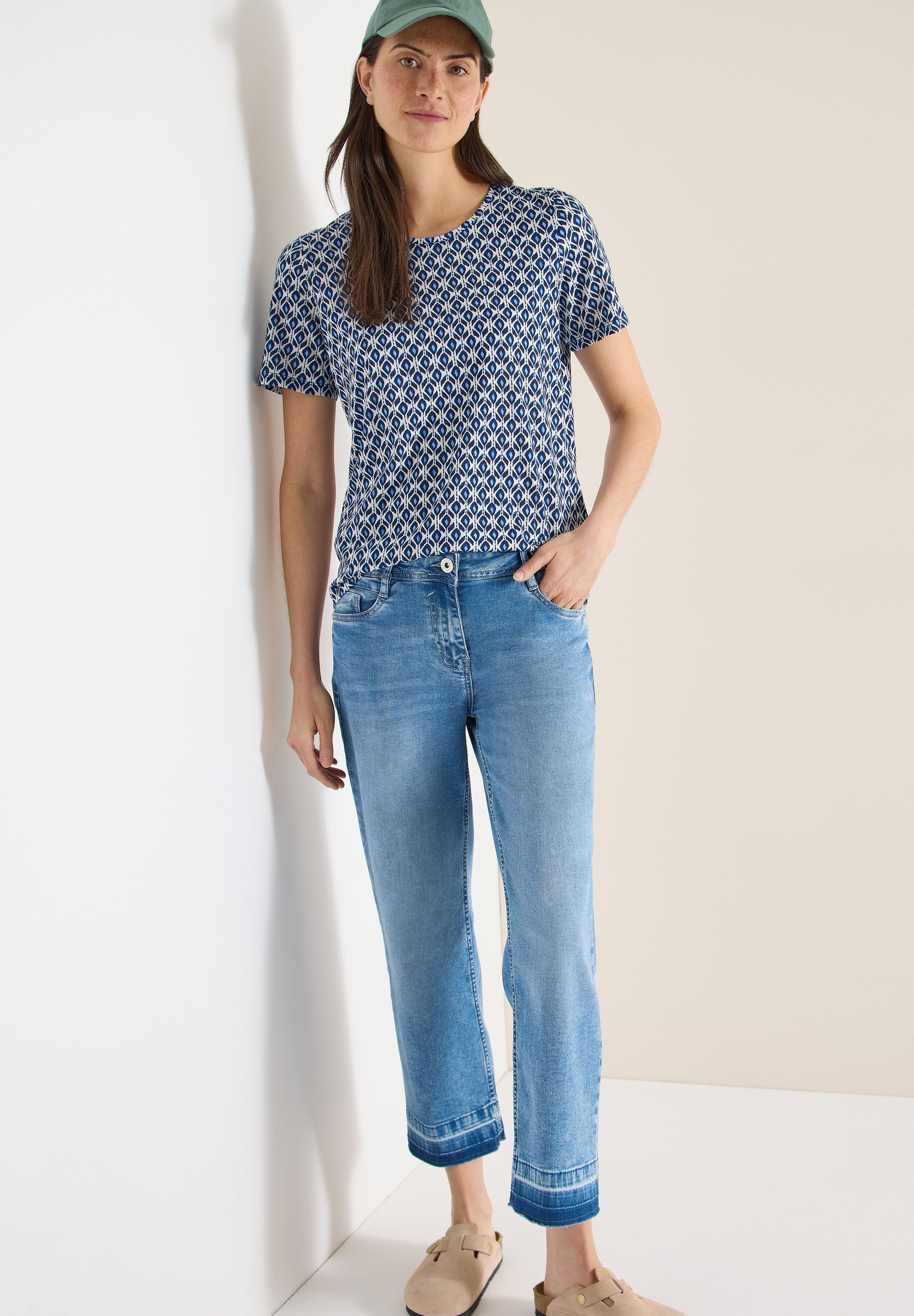 Cecil Linen Solid Maglietta Donna A Maniche Corte, Collezione Casual, Tessuto Di Qualità, Vestibilità Comoda