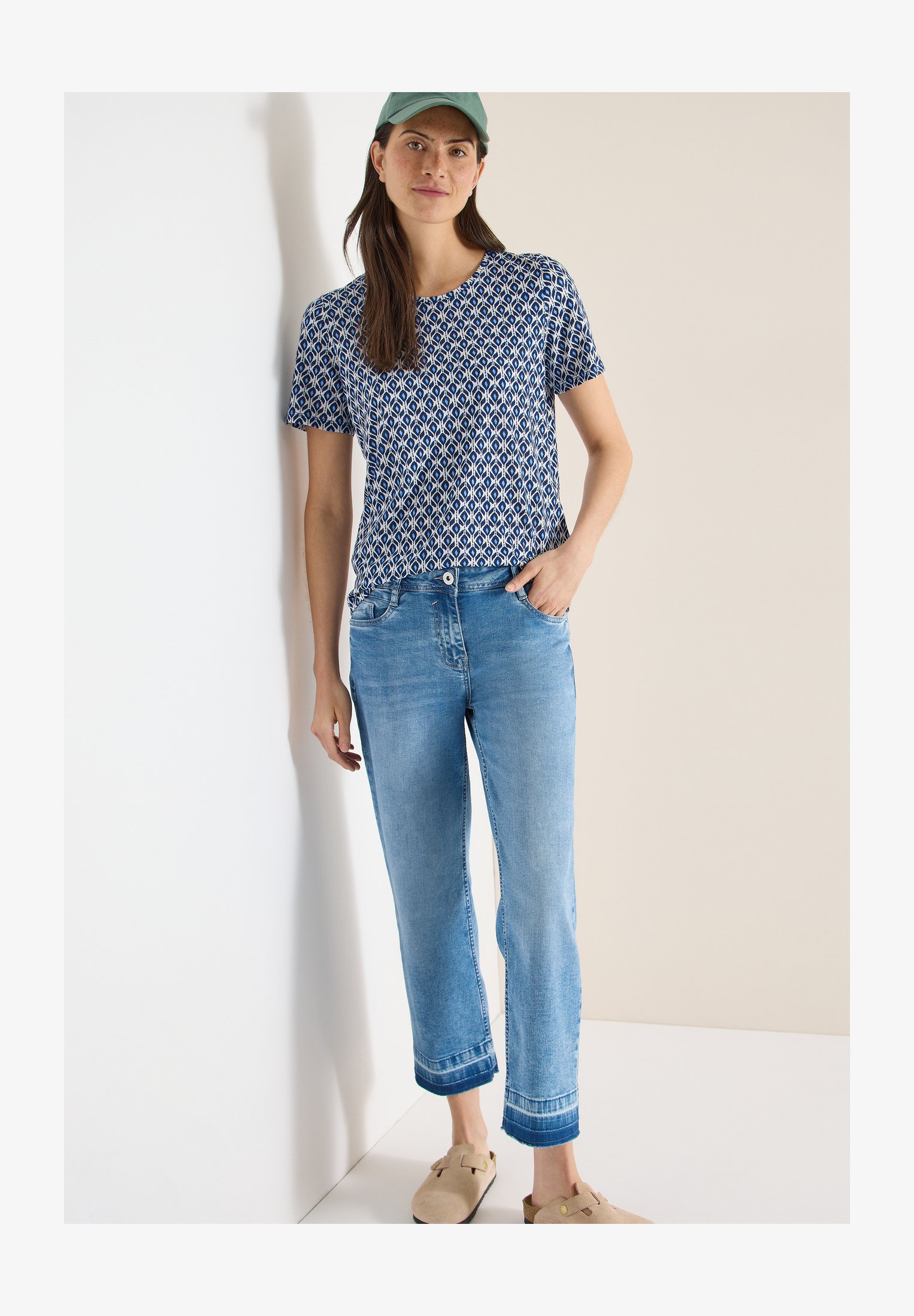 Cecil Linen Solid Maglietta Donna A Maniche Corte, Collezione Casual, Tessuto Di Qualità, Vestibilità Comoda