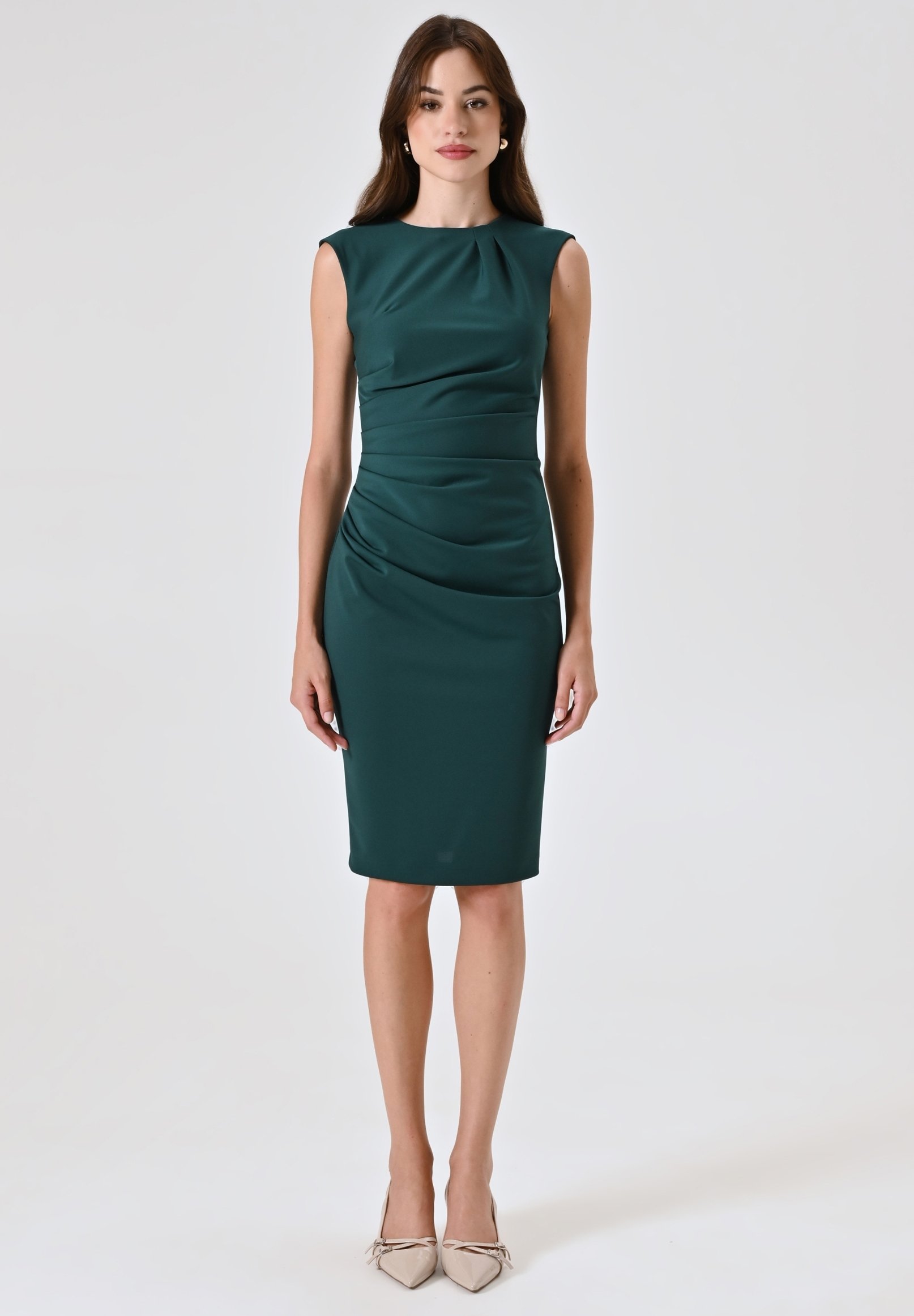 Tubino Abiti Al Ginocchio Senza Maniche Rinascimento Tubino Green