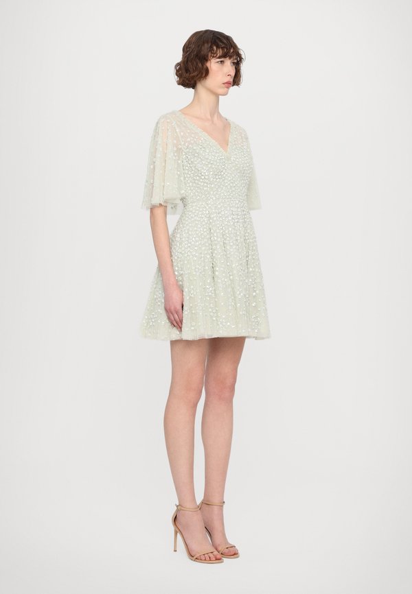 LEILA DOT V NECK CAPE MINI DRESS - Cocktail dress / Party dress - mist3