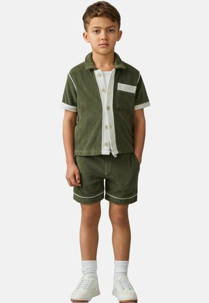 Reiss REISS MICAH VELOUR COLOUR-BLOCK SHIRT - Camicia - green multi
