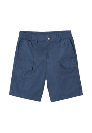 Pantaloni cargo blu navy realizzati in cotone leggero. Presentano due tasche laterali e una chiusura con bottone in vita.