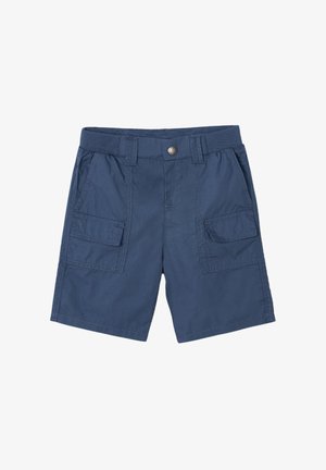 Pantaloni cargo blu navy realizzati in cotone leggero. Presentano due tasche laterali e una chiusura con bottone in vita.