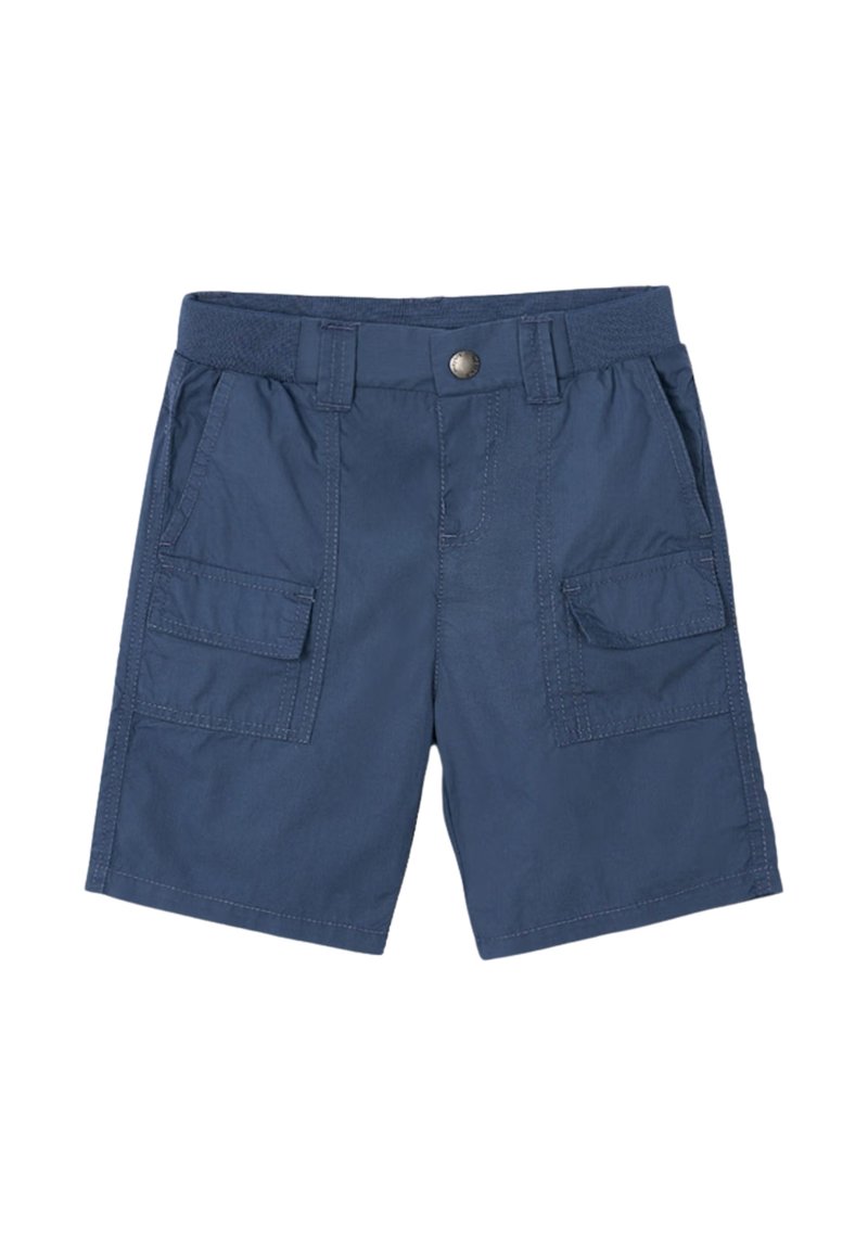 Pantaloni cargo blu navy realizzati in cotone leggero. Presentano due tasche laterali e una chiusura con bottone in vita.