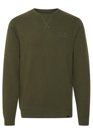 Olivenfarbener Sweatshirt aus Baumwollmischung, mit Rundhalsausschnitt, gerippten Bündchen und einem dezenten Logo-Detail auf der Brust.