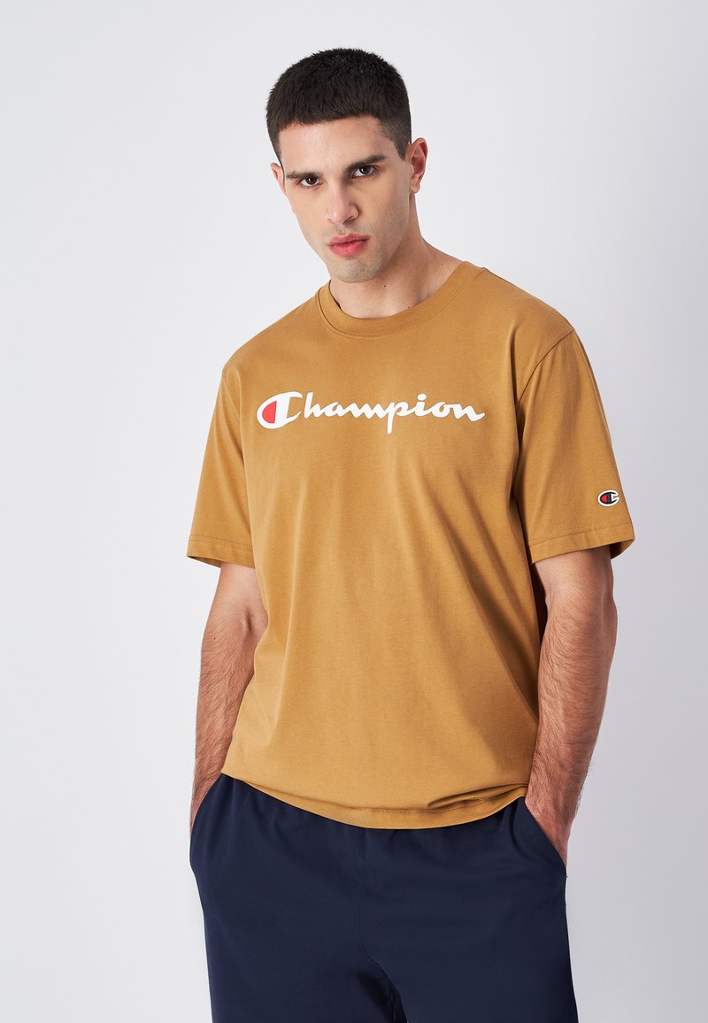 Champion ICONS CREWNECK WITH LARGE LOGO - Triko s potiskem - light brown