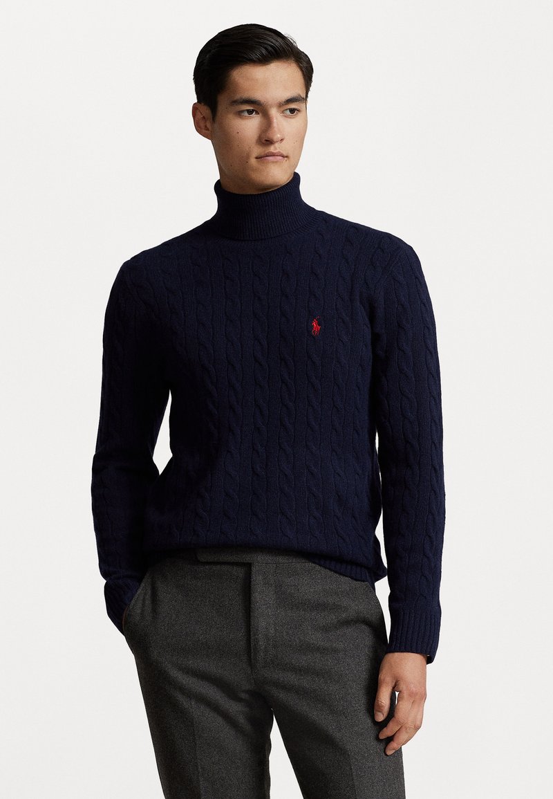 Polo Ralph Lauren - CABLE WOOL CASHMERE ROLL NECK JUMPER - Jumper - hunter navy, Enlarge