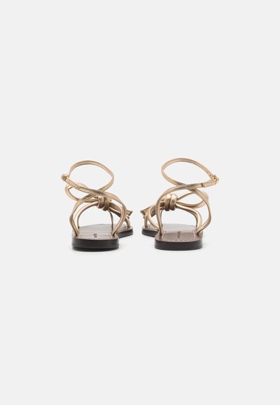 Loeffler Randall BOW FLAT WITH ANKLE STRAP - T-bar sandals - champagne