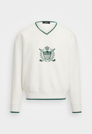 Polo Ralph Lauren RELAXED FIT CREST DOUBLE-KNIT SWEATSHIRT - Sweatshirt - ceramic white/kelly green