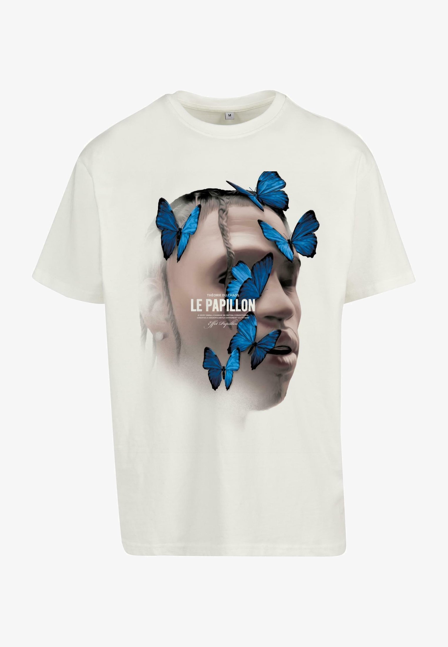 Mister Tee Heren Tshirt -M- Le Papillon Oversize Creme Mister Tee Heren Tshirt -M- Le Papillon Oversize Creme