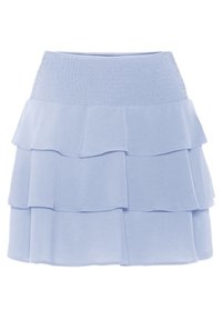 Gonna a più strati di color azzurro chiaro realizzata in tessuto morbido. Presenta una vita elasticizzata e tre strati di volant con una texture liscia.