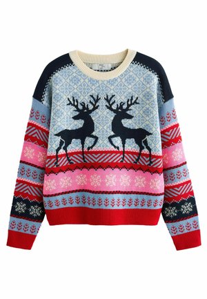 FAMILY MATCHBACK CHRISTMAS PETITE - Striktrøje - blue pink fairisle reindeer