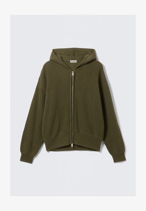 Weekday BOXY HOODIE - Chaqueta de punto - dark khaki green