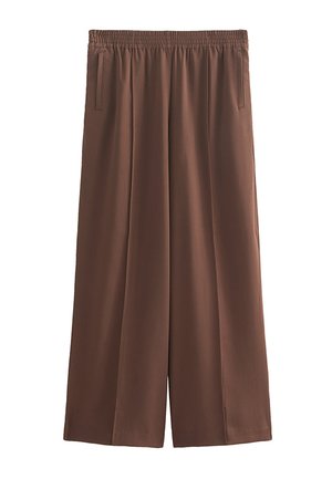 New Look, PINTUCK STRIPE WIDE LEG TROUSERS - Tracksuit bottoms - dark brown
